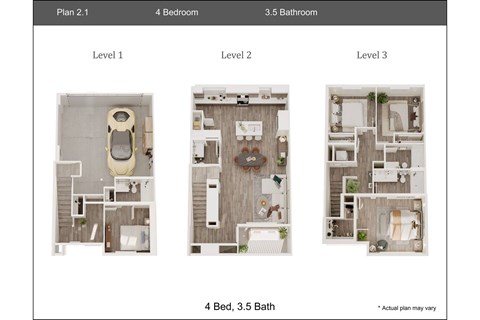 Floor plan for 4 beds, 3.5 baths, 1728 sqft